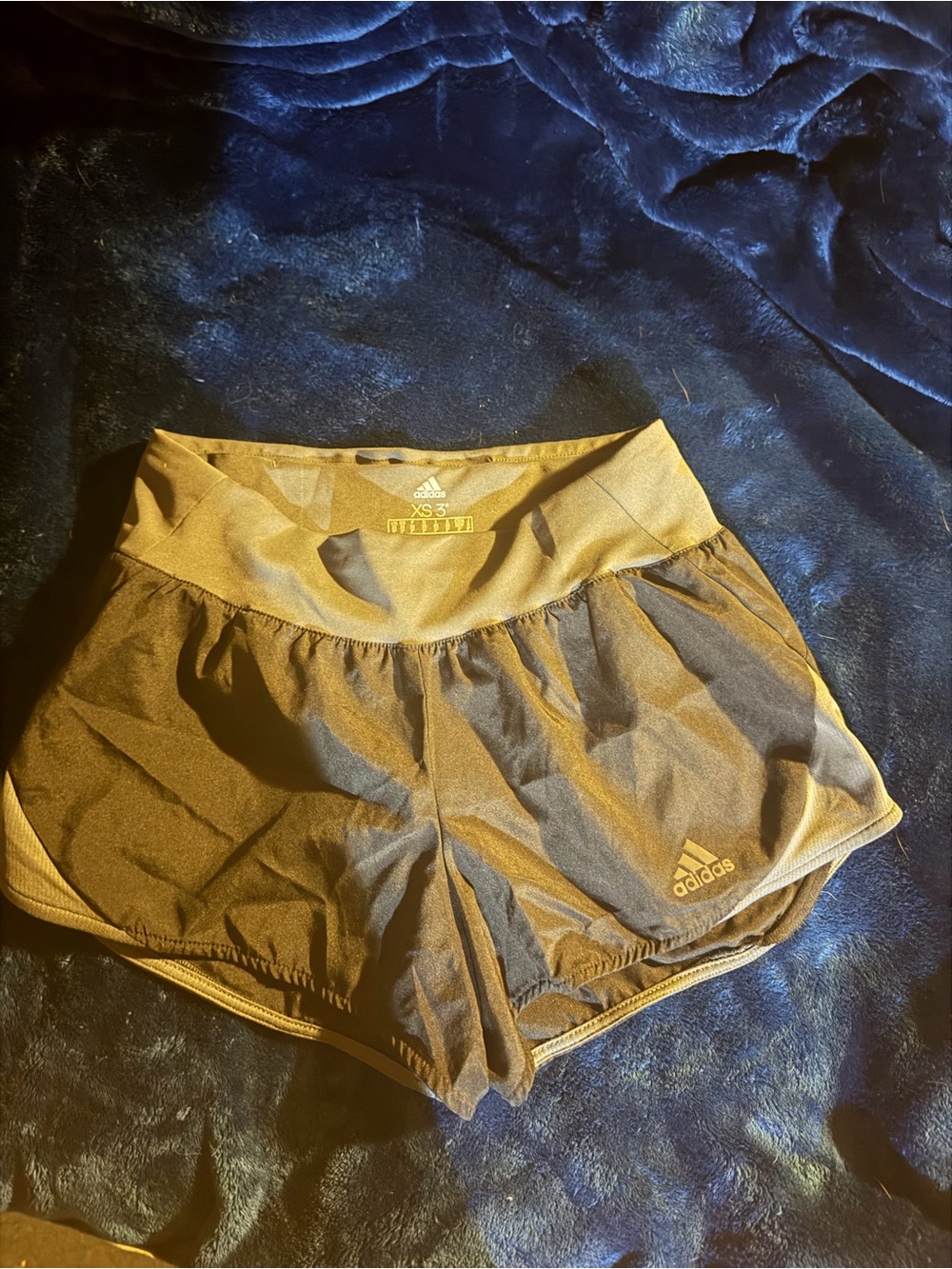 adidas Women's Dark Gray Athletic Shorts with Gold Logo